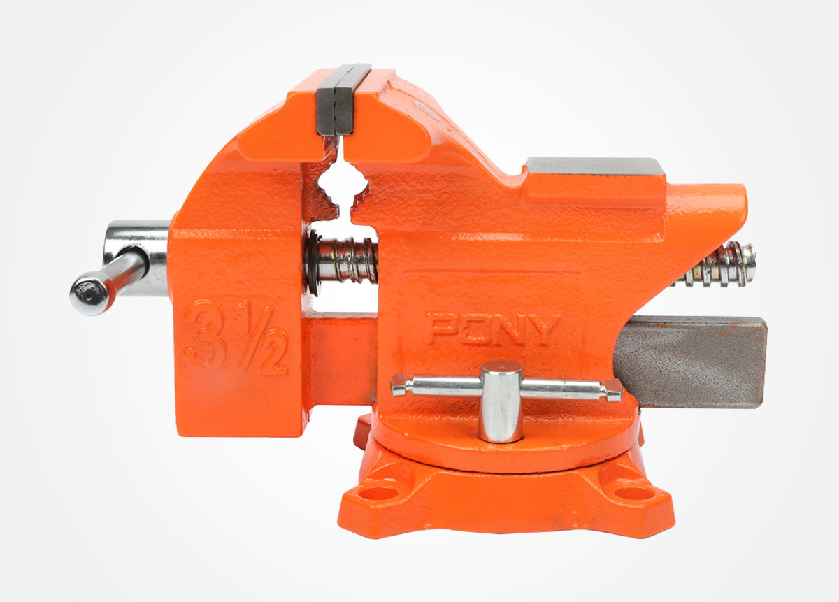 Light-duty bench vise with swivel base